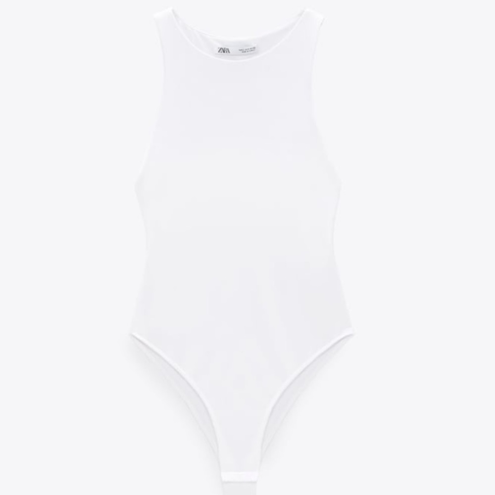 Zara white halter top bodysuit